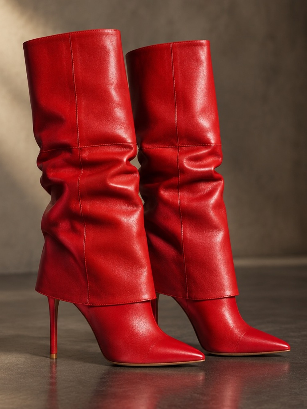 NWT NanaMacs Fiery Confidence Red Fold Over Knee High Boots - 7.5